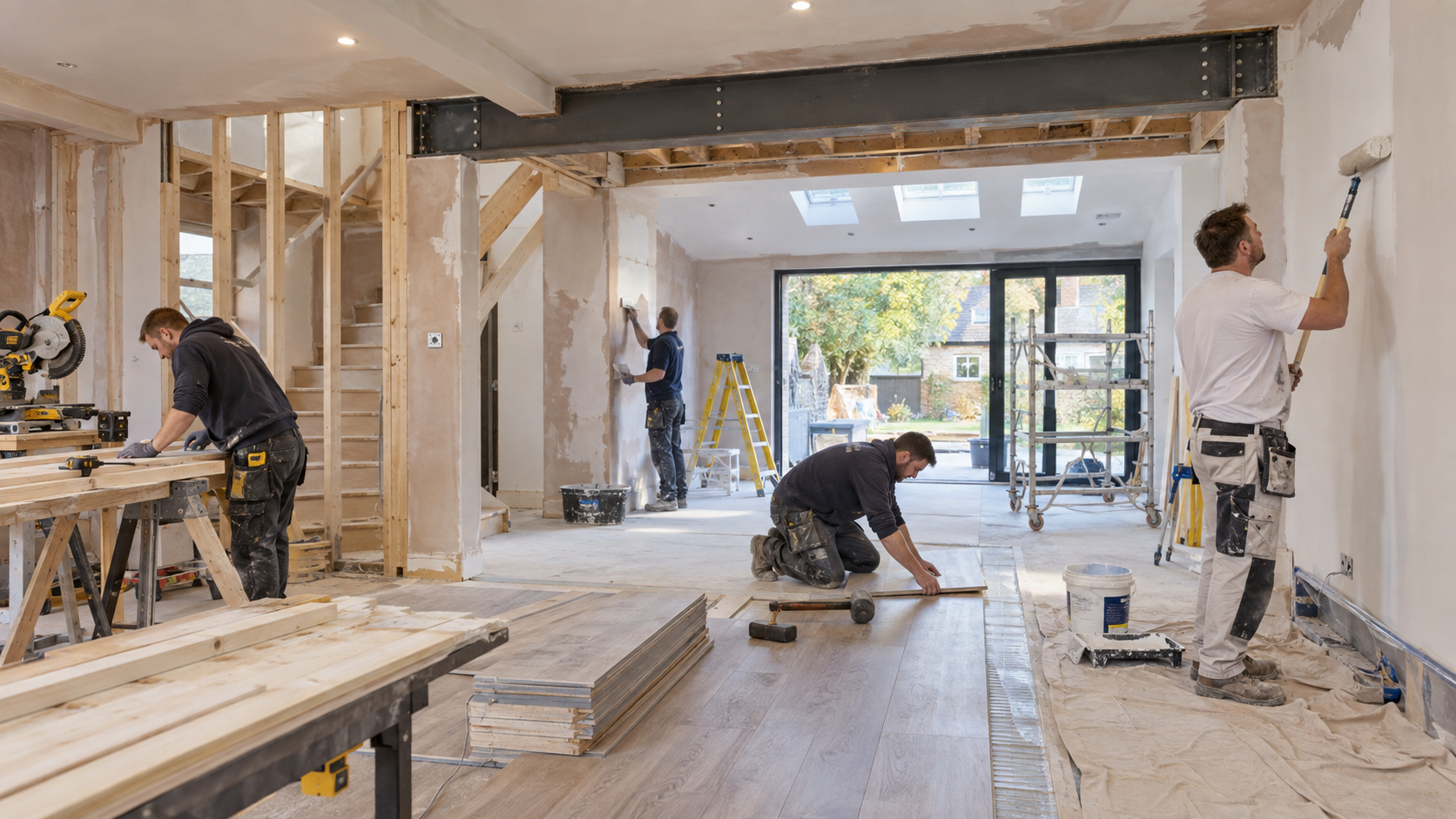 Large-scale home refurbishment with multiple trades on site
